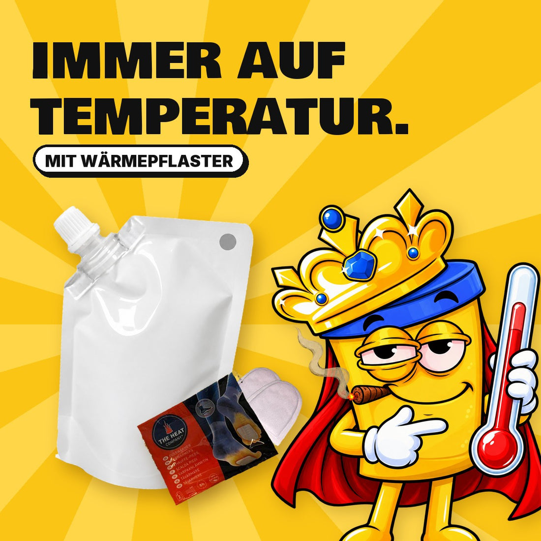 Kunsturin-Beutel mit Wärmepflaster: hält synthetischen Urin auf 30 bis 33 Grad