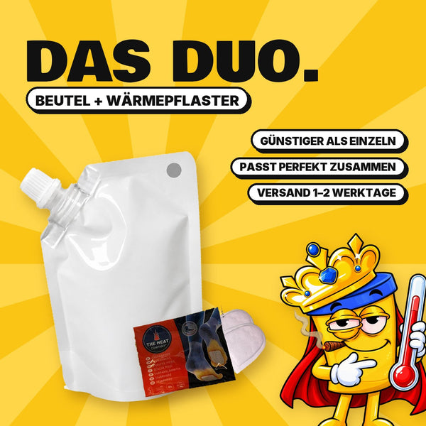 UrinKing - 30 ML Beutel mit künstlichem Urin & Wärmepflaster Kombi Pack